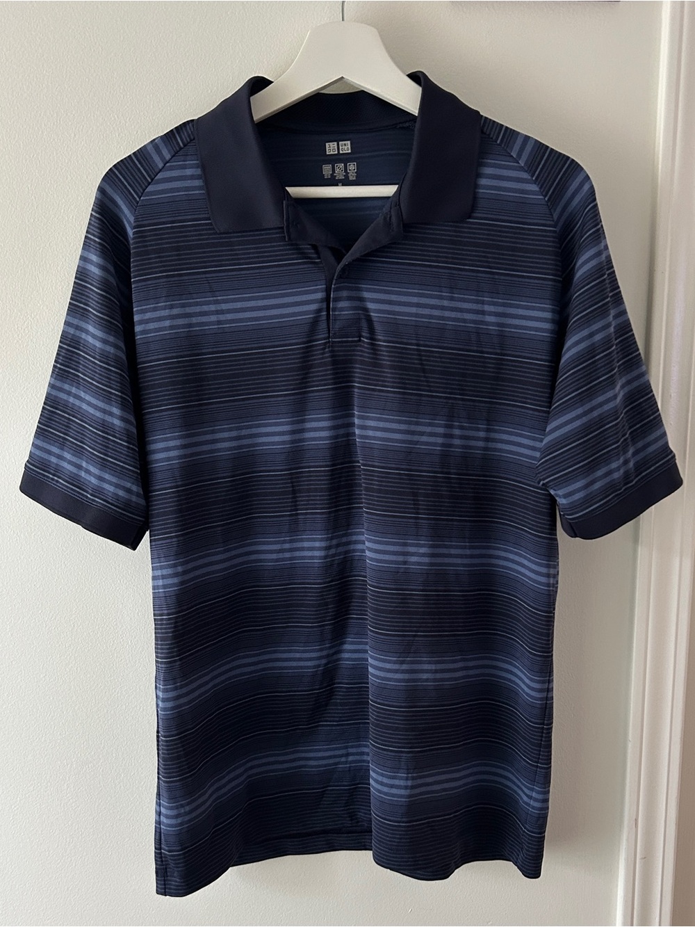 Uniqlo Adam Scott Navy and Dark Blue Striped Polo